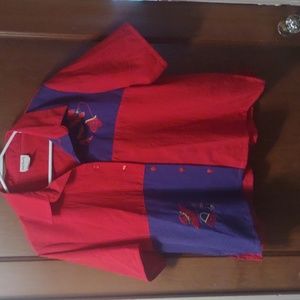 Vintage bonworth Red hat society color block blouse top embroidered Y2K 90s